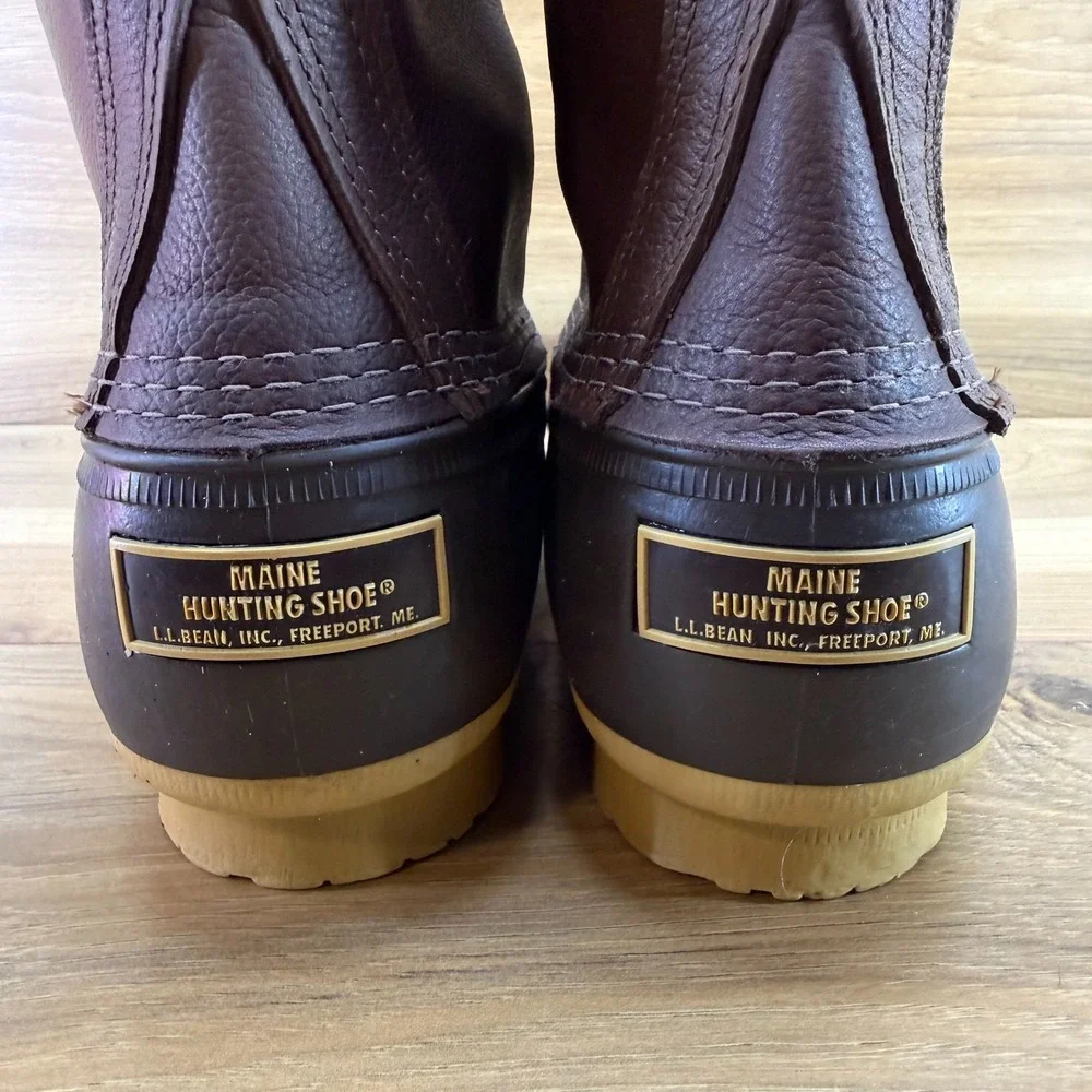 LL BEAN Boots Brown Leather Mens 11 Lace Up Waterproof Hunting Outdoor Duck